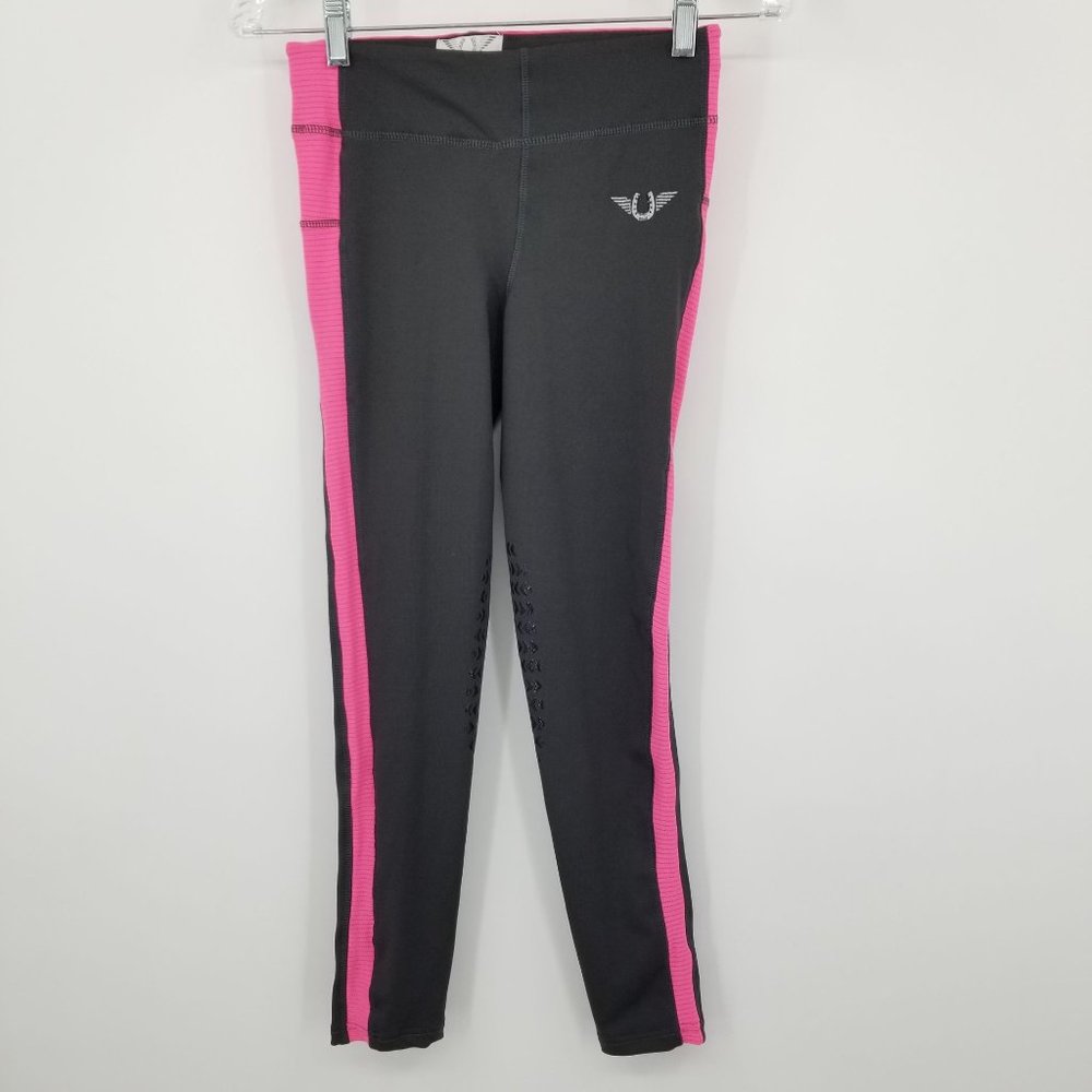 TuffRider Kids ventilated, schooling, riding tights Black and Pink